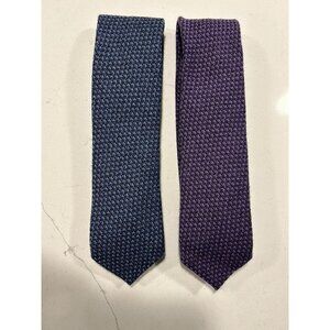 Set of 2 John W Nordstrom Woven Wool/Silk Print Neckties